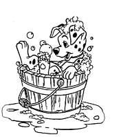 coloriage les 101 dalmatiens le chiot dans la bassine
